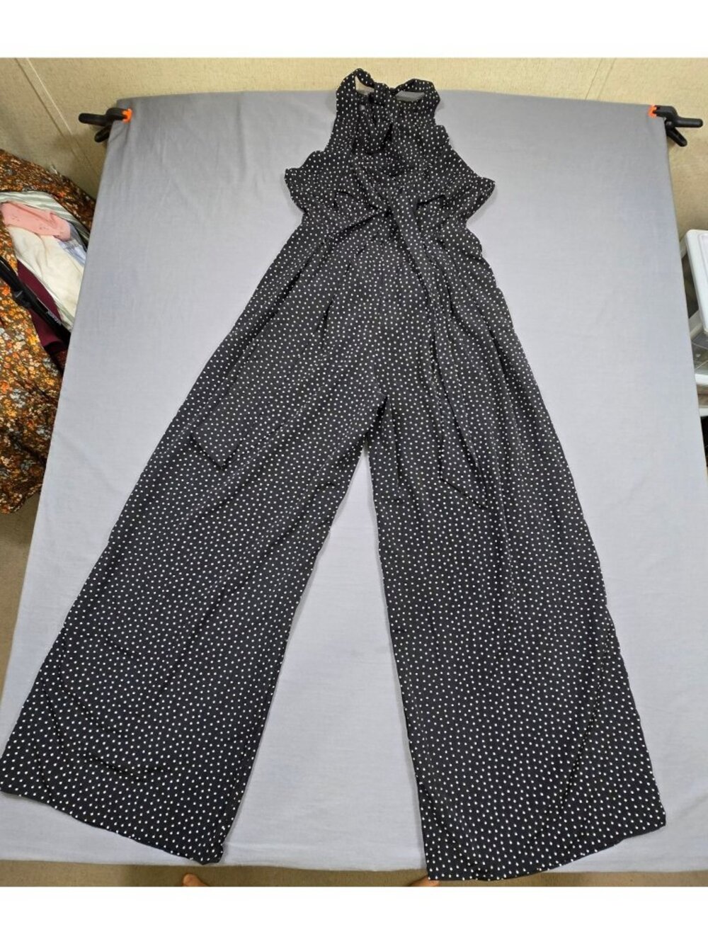 Audrey 3+1 Medium Black & White Polka Dot Sleeveless Jumpsuit Belt